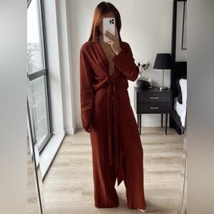 Zara 2-Piece Set – Tie Top & Wide-Leg Trousers